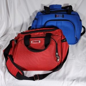 Delsey Carry-On Weekender Travel Duffle Bag w/ Strap Red/Black/Blue 2 available.